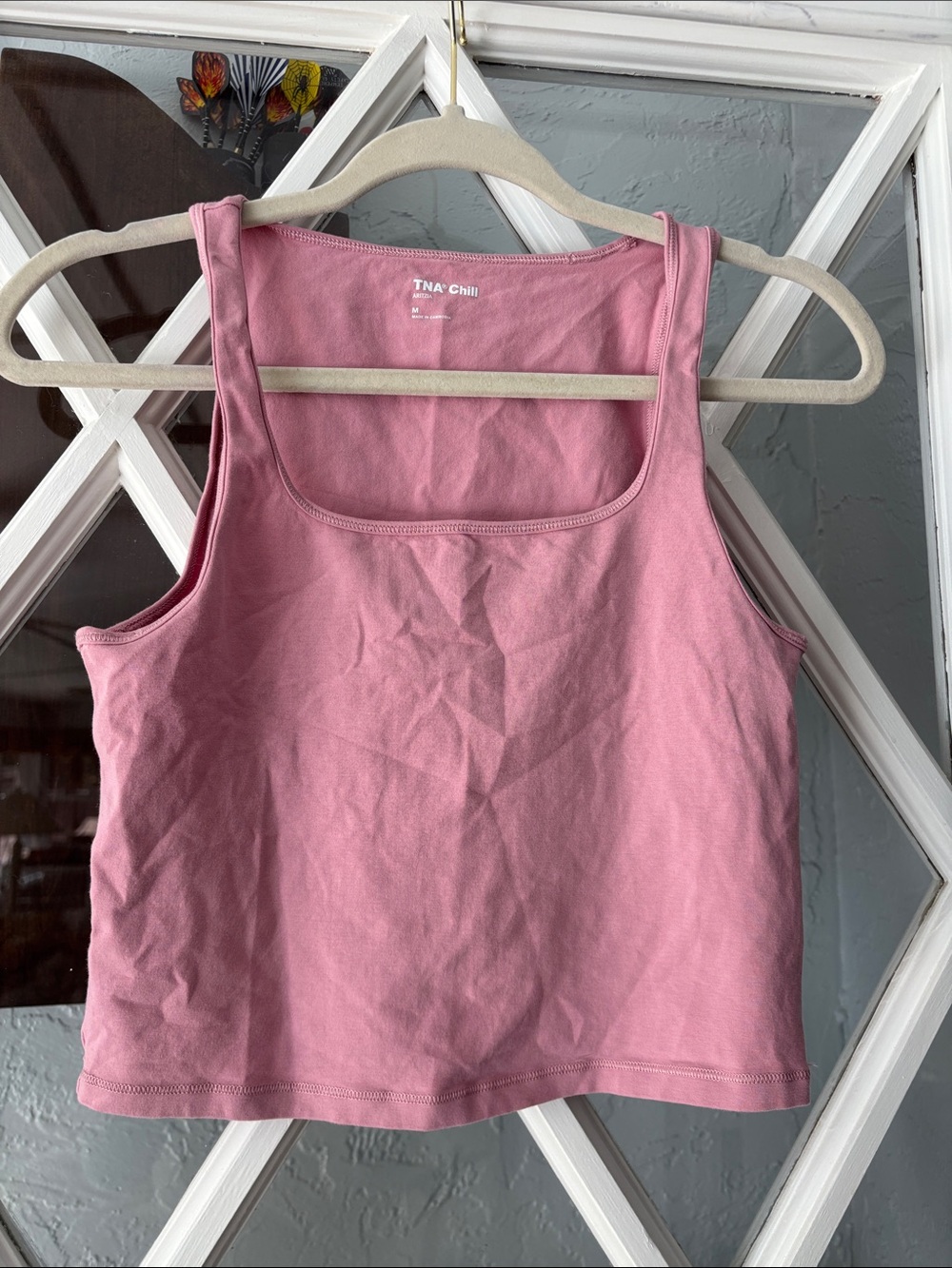 TNA Pink Square Neck Cropped Tank